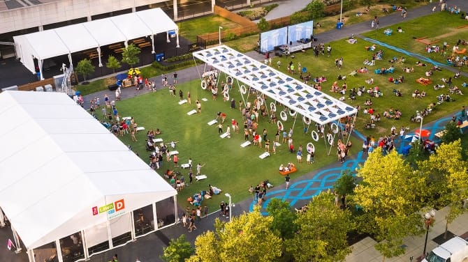 Arial view of the Lawn on D in South Boston