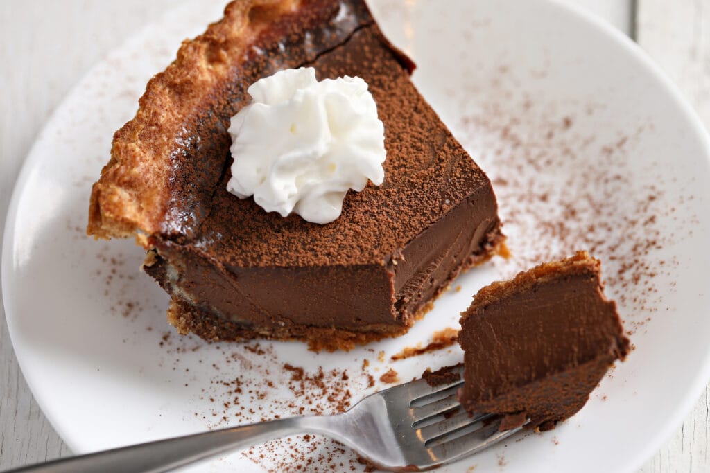A slice of spiced chocolate pie